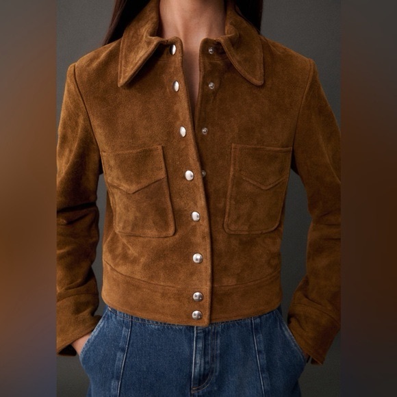 Mango NWT Brown Suede Leather Jacket - Picture 2 of 8